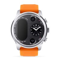 Dual time IPS Smart Watch Mens Heart Rate Monitor Blood Pressure Monitor Bluetooth 4.0 Waterproof IP68 iOS Android Sports Outdoor Watch for Men (Orange)