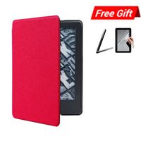 Gallity 2018 Ultra Slim Smart Leather Magnetic Case Cover for Amazon Kindle Paperwhite 10.Generation +HD Screen Protective Film (Red)