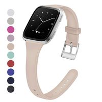 MEFEO Compatible with Fitbit Versa Bands, Slim Soft Silicone Sport Band Thin Narrow Wristband Replacement Strap for Fitbit Versa/Versa 2/Versa Lite Edition Women Men (Khaki, Small)