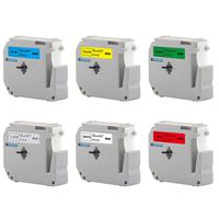 6-Pack P-Touch M Label Tape 12mm 0.47 Inch Replace Brother MK231 MK131 MK431 MK531 MK631 MK731 Color Combo Set for Label Maker PT-65 PT-70 PT-80 PT-M95 PT-90, 1/2In x 26.2Ft