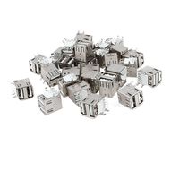 uxcell Dual USB Type A Right Angle DIP 8-Pin Female Jack Socket Connector, 30 Pieces