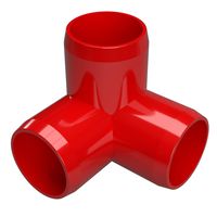 FORMUFIT F0013WE-RD-4 3-Way Elbow PVC Fitting, Furniture Grade, 1" Size, Red (Pack of 4)