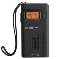 DreamSky Portable Pocket AM FM Radio with Alarm Clock, Clear Time Display Easy to Read, Sleep Timer with Earphone Jack, Adjustable Volume, Battery Operated Small Compact Radios for Walking/Running.