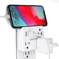 Cruise Power Strip No Surge Protector, OMOTON Travel Wall Tap with 3 Outlets & 2 USB Charging Ports,Travel Cruise Ship Accessories Must Have, Ultra Compact for Travel Home Hotel office-White