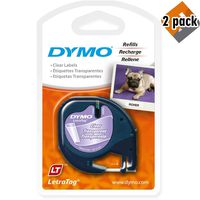 DYMO Authentic LetraTag Labeling Tape for LetraTag Label Makers, Black Print on Clear pastic Tape, 1/2'' W x 13' L, 1 roll (16952) - 2 Pack