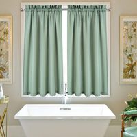 IDEALHOUSE Sage Green Tier Curtains,Waffle Woven Textured Short Window Curtain for Cafe,Bathroom,Kitchen & Kids Bedroom Rod Pocket Curtains (2 Panels, 30Inch Wide by 45Inch Long)