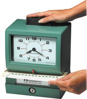 Acroprint 01-1070-411 Model 125NR4 Heavy-Duty Manual Print Time Recorder; Prints Month, Date, Hour and Minutes; Large, Easy-to-read Analog Clock Face; Antimicrobial Touch Bar Helps Protect Against Bacteria