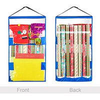 Tiny Tim Totes 83-DT5573 Premium Double Sided | Hanging Wrapping Paper and Gift Bag Organizer | Space Saving | Blue