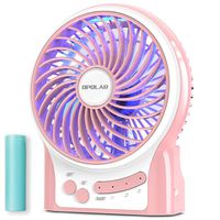 OPOLAR Portable Travel Mini Fan with 3-13 Hours Battery Life for Camping, Personal Battery Operated or USB Powered Handheld Fan, Internal Blue and Side Light, 3 Speeds, Quiet, Rechargeable