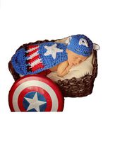 Eyourhappy Baby Photography Prop Costume Crochet Knitted Outfit Captain America