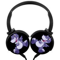 POJIA Purple Dinosaur Wired Headphone Stereo Subwoofer Headset On-Ear Earphone Earpiece with Mic