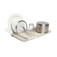 Umbra UDRY Rack and Microfiber Dish Drying Mat, 20 x 13 inches, Linen