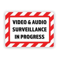 2-Pack Video & Audio Surveillance in Progress Vinyl Decal Sticker 7-Inch by 5-Inch | Premium Quality Vinyl Decal | Laminated with UV Protective Laminate | PD2744
