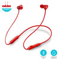 PONYBRO Bluetooth Headphones Neckband,IPX5 Waterproof Wireless Earbuds Sport, HiFi Stereo＆10-Hrs Playtime,Magnetic Sweatproof Running Earphones Bluetooth Cell Phones Headsets with Mic.(Red)