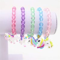 5pc Colorful Unicorn Bracelet, Little Girl Animal Bracelets, Teens Kids Owl Pendant Beaded Bracelet Girl Party Favor Pretend Play Bracelet