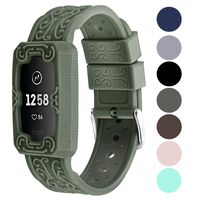 Sports Band for Fitbit Charge 3 Bands and Charge 3 SE Bands, VOMA Adjustable and Breathable Soft Silicone Replacement Accessory Waterproof Wristbands for Women Men Small Large Army Green