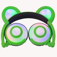 Kids Headphones, Bear Ear Headphones, Snow WI Wired Foldable Rechargable Headphones Over-Ear Gaming Headsets with LED Flash Light for iPhone 7/6S/iPad,Android Mobile Phone,MacBook (Green)