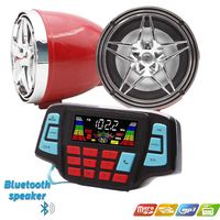 UTV ATV Bluetooth Amplifier Sound System Hand-Free Speakers FM USB Audio System Stereo 3 Inch Speakers 12V Motorcycle Waterproof Audio for iPhone/iPod/MP3(Chrome&Red Star Speaker) ...
