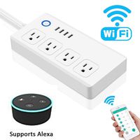 Smart Power Strip, VPRAWLS WiFi Power Socket Surge Protector Multi Plug with 4 AC Outlets and 4 USB Outlets Works with Google Assistant Remote Control Your Device Via App for iOS/Android