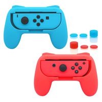 FastSnail Grips compatible with Nintendo Switch Joy Cons, Wear-resistant Handle, 2 Pack (Red and Blue)