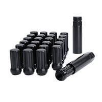 dynofit 14mmx1.5 Wheel Lug Nuts, 24x Black M14x1.5 Lug Nut, Conical/Cone Bulge Seat, Closed End Lug Nuts with 2 Socket Keys for Chevy GMC Ford Cadillac Lincoln SAAB Saturn 6 Lug Aftermarket Wheel