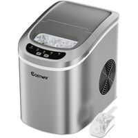 COSTWAY Ice Maker for Countertop, 26LBS/24H Portable & Compact Ice Maker Machine, Ice Cubes Ready in 6 Mins, Electric High Efficiency Express Clear Operation Control Panel with Ice Scoop (Silver)