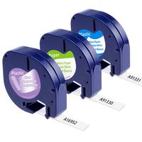 3-Pack Replace DYMO LetraTag Labeling Refills 16952 91330 91331 Black on Clear/White for Dymo LetraTag Plus LT-100H LT-100T QX50 Label Maker 1/2 Inch x 13 feet