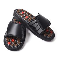 Slippers Foot Acupressure Massager Reflexology Mat Roller Flip Flops for Foot Care Relaxation Arch Pain Relief Product with 41 TAi CHI Massage Points PU Leather Women