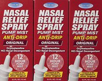 Nasal Relief Spray - 12 Hour Anti-drip Pump Mist 0.5 FL. OZ. (3 Pack)