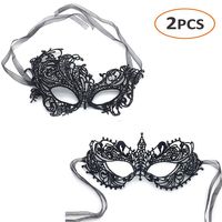 iMapo 2 Pack Masquerade Masks, Sexy Mardi Gras Lace Mask, Women Lady Girls Halloween Christmas Cosplay Venetian Party Prom Ball Eye Masks - Black