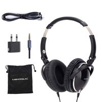 Active Noise Cancelling Headphones with Mic, MonoDeal Over Ear Deep Bass Earphones, Folding and Lightweight Travel Headset with Carrying Case - Black 85% Background Noise Reduction