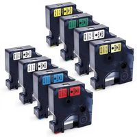Airmall 8 Pack Compatible Color D1 Label Tap 12mm for DYMO LabelManager 280 160 210D 420P Black on clear/white/red/blue/yellow/green/silver/gold replace 45010 45013 45016 45017 45018 45019 45022 45023