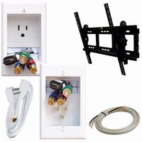 PowerBridge Solutions ONE-PRO-6-TVML PRO-Series Single Outlet Cable Management System with Flat Screen LED TV Mount for Large 32-Inch to 65-Inch Television Screens