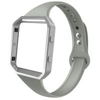 AKALE Sport Bands Compatible with Fitbit Blaze, Slim Replacement Narrow Silicone Strap Wristband with Metal Frame Compatible for Fitbit Blaze Smart Fitness Watch-Stone Gray-Large-A