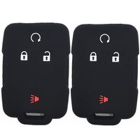 Ezzy Auto A Pair Black Silicone Rubber Key Fob Case Key Covers Keyless Remote Jacket Skin Protector fit for Chevrolet Silverado Colorado GMC Sierra Yukon Cadillac