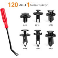 KCRTEK 120pcs 6.3mm 8mm 9mm 10mm Nylon Bumper Push Fasteners,Bumper Clips with 1PC Fastener Remover