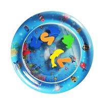 ImaKcc Premium Inflatable Tummy Time Round Water Mat for Babies Great Play Activity Center for Baby Stimulation and Growth - Developmental - Indoor & Outdoor Play Mat - 3 Months & up (Blue)