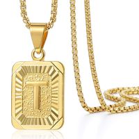Trendsmax Initial Letter Pendant Necklace Mens Womens Capital Letter Yellow Gold Plated T Stainless Steel Box Chain 22inch