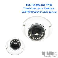 101AV 1080P SONY STARVIS True Full-HD 4in1 (TVI, AHD, CVI, CVBS) 2.8mm Fixed Lens Indoor Outdoor Dome Camera 20 meter IR Range DWDR OSD IP66