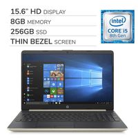 HP Pavilion 2019 Premium 15.6 HD Laptop Notebook Computer, 4-Core Intel i5-8265U 1.6 GHz, Intel UHD Graphics, 8GB RAM, 256GB SSD, No DVD, Webcam, Bluetooth, Wi-Fi, HDMI, Windows 10