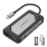 LENTION USB C Hub with 4K HDMI, VGA, 3 USB 3.0, Gigabit Ethernet, Type C Charging Adapter Compatible MacBook Pro (Thunderbolt 3 Port), 2018 2019 Mac Air, Surface Book 2, ChromeBook, More (Space Gray)
