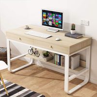 Home Office Multi-Layer Storage Frame Computer Desk with Double Drawer Laptop Office Desk Writing Table, 47.2" x 19.7" x 29.9", Ship from USA (White)