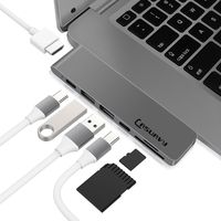 LASUAVY 7-in-1 USB C Hub for 2016/2017/2018 MacBook Pro 13" and 15", USB C Adapter with 40Gbs Thunderbolt 3, 4k HDMI, Pass-Through Charging, 2 USB 3.0 Ports and SD/Micro Card Reader (7 in 1 USB C Hub)