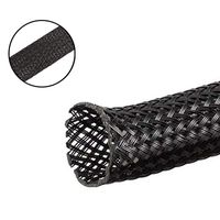 25Ft Flexo PET Expandable Braided Sleeving 0.125 Inch Braided Cable Sleeve Black