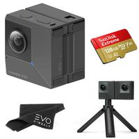 Insta360 EVO 3D 360 Hybrid VR Camera with 5.7K Video and 18MP Photos - Bundle Includes 128GB SanDisk Extreme microSDXC (2 Items) - Works with Oculus, Samsung Gear VR & Vive Focus