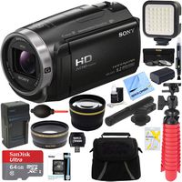 Sony HDR-CX675/B Full HD Handycam Camcorder with Exmor R CMOS Sensor + MIC-403 Mini Zoom Microphone + 64GB MicroSDXC Accessory Bundle