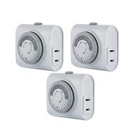GE 3 Pack 24-Hour Indoor Basic Timer, Plug-in, Daily On/Off Cycle, 30 Minute Interval, for Lamps, Seasonal Appliances, and Portable Fans, 44801, 3-Pack, Mini Polarized 1-Outlet | Gray/White