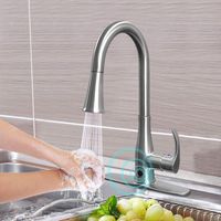 Touchless Kitchen Faucet, Kitchen Sink Faucet with Pull Down Sprayer, Dual Function Pull Out Spray Head, One Hole and 3 Hole Deck Mount, Single Handle For Automatic Motion Sensor, Brushed Nickel