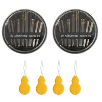 HAPY SHOP 2 Pack 30-Count Assorted Hand Sewing Needles with 4 Pieces Gourd-Shaped Needle Threaders Set for Sewing Repair