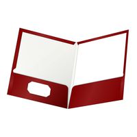 Oxford Laminated Twin-Pocket Folders, Letter Size, Crimson, Holds 100 Sheets, Box of 25 (51718)